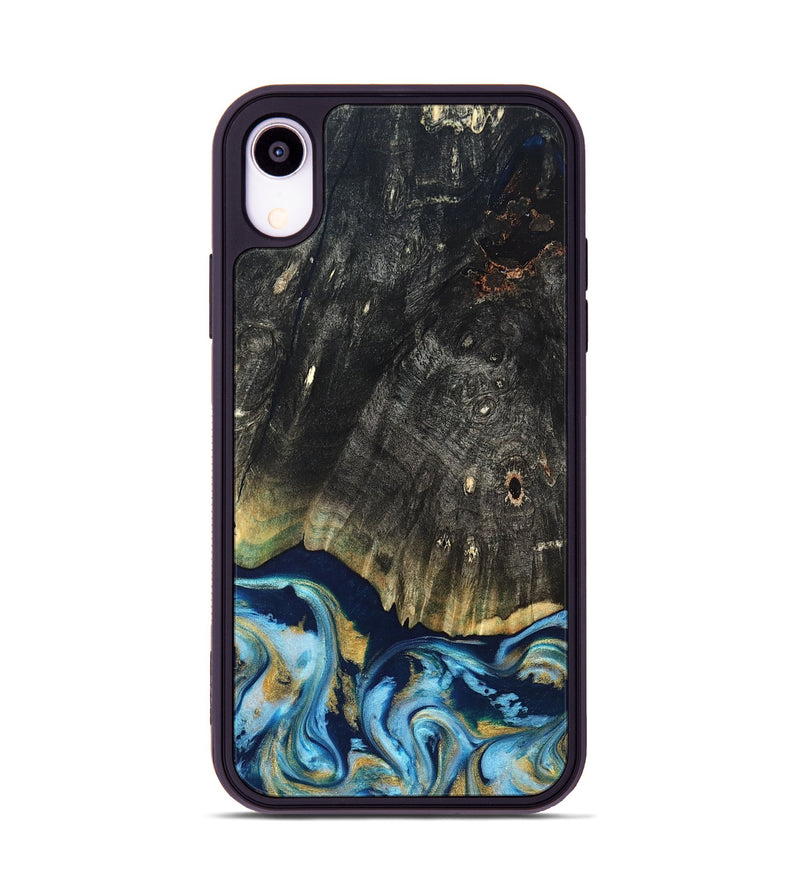 iPhone Xr Wood Phone Case - Devonta (Teal & Gold, 822153)