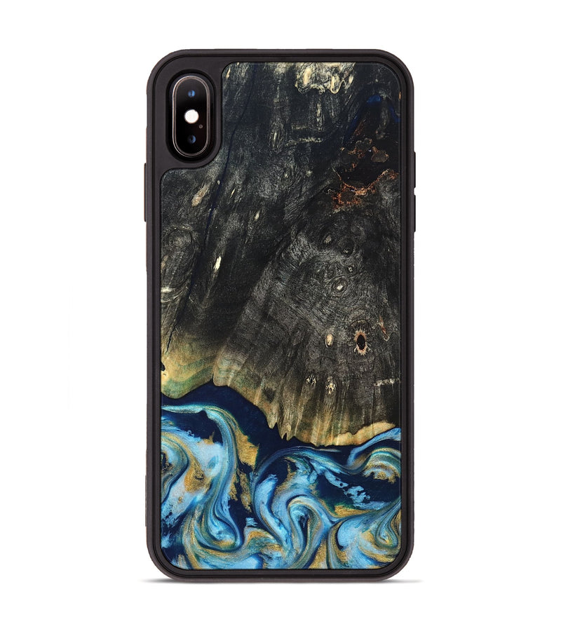 iPhone Xs Max Wood Phone Case - Devonta (Teal & Gold, 822153)