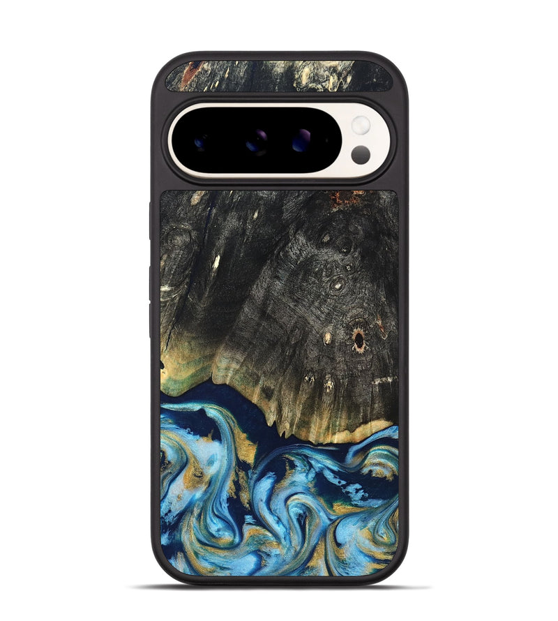 Pixel 9 Pro Wood Phone Case - Devonta (Teal & Gold, 822153)