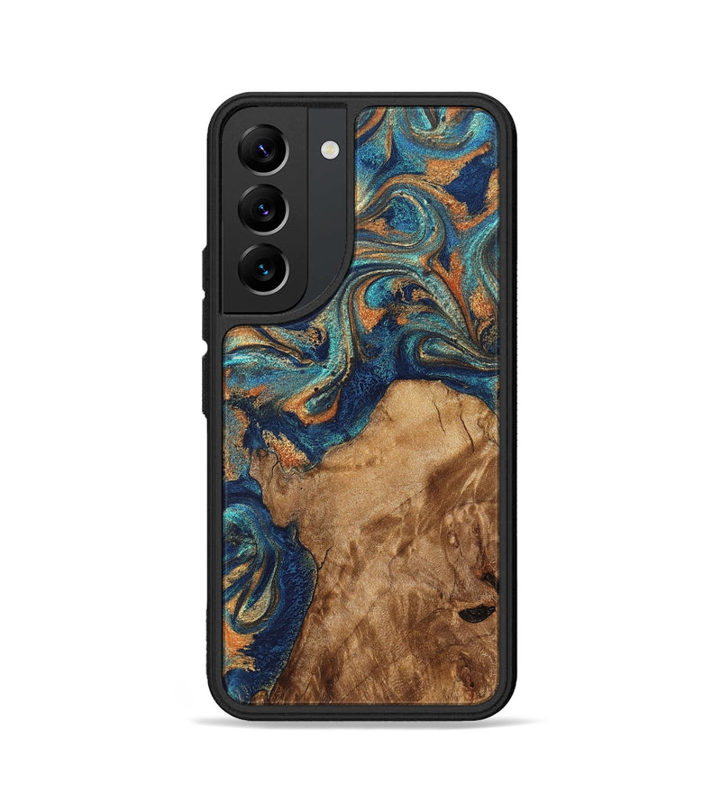 Galaxy S22 Wood Phone Case - Aisha (Teal & Gold, 822154)