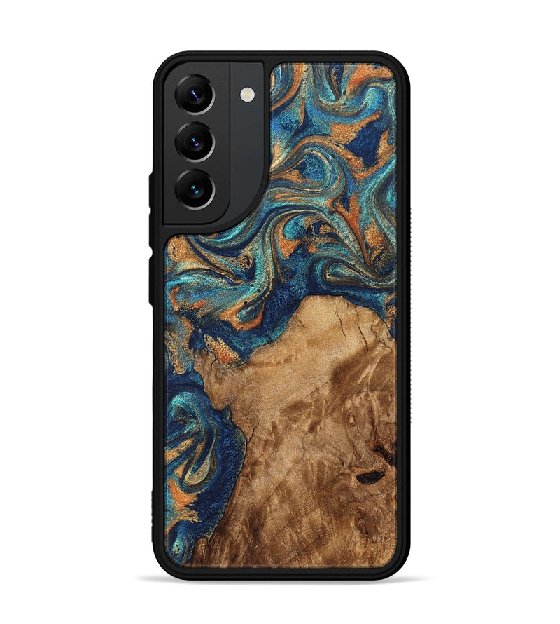 Galaxy S22 Plus Wood Phone Case - Aisha (Teal & Gold, 822154)