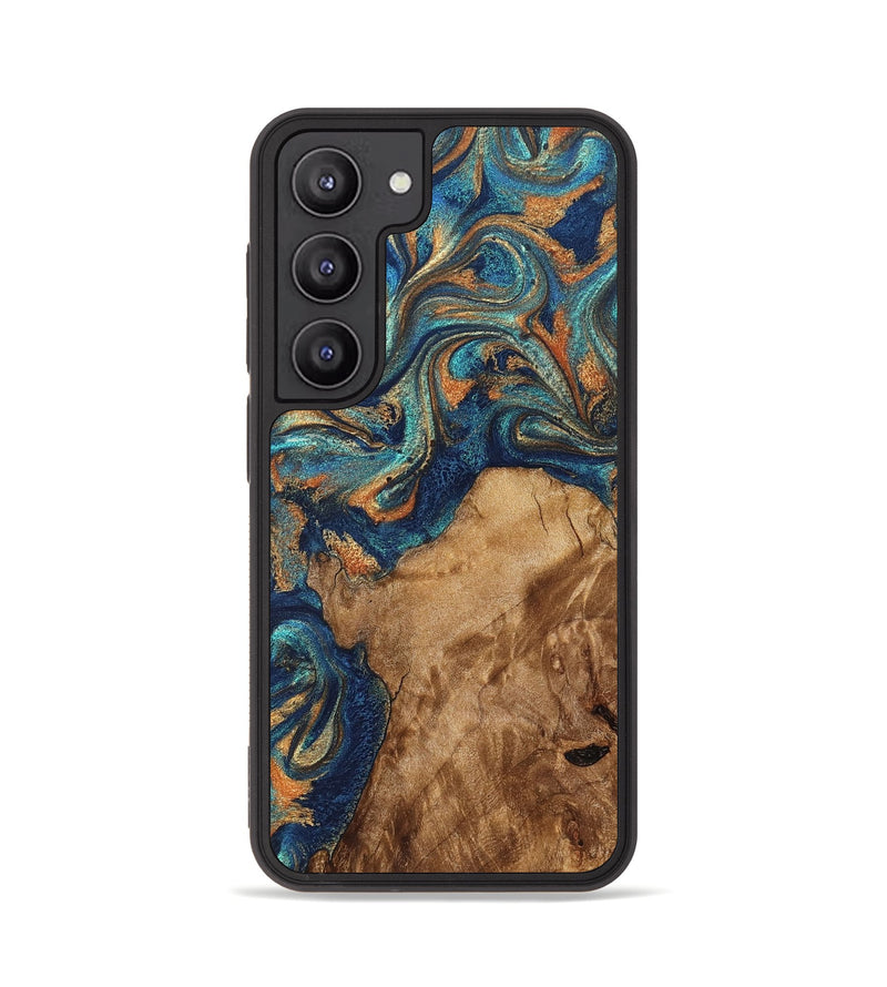 Galaxy S23 Wood Phone Case - Aisha (Teal & Gold, 822154)