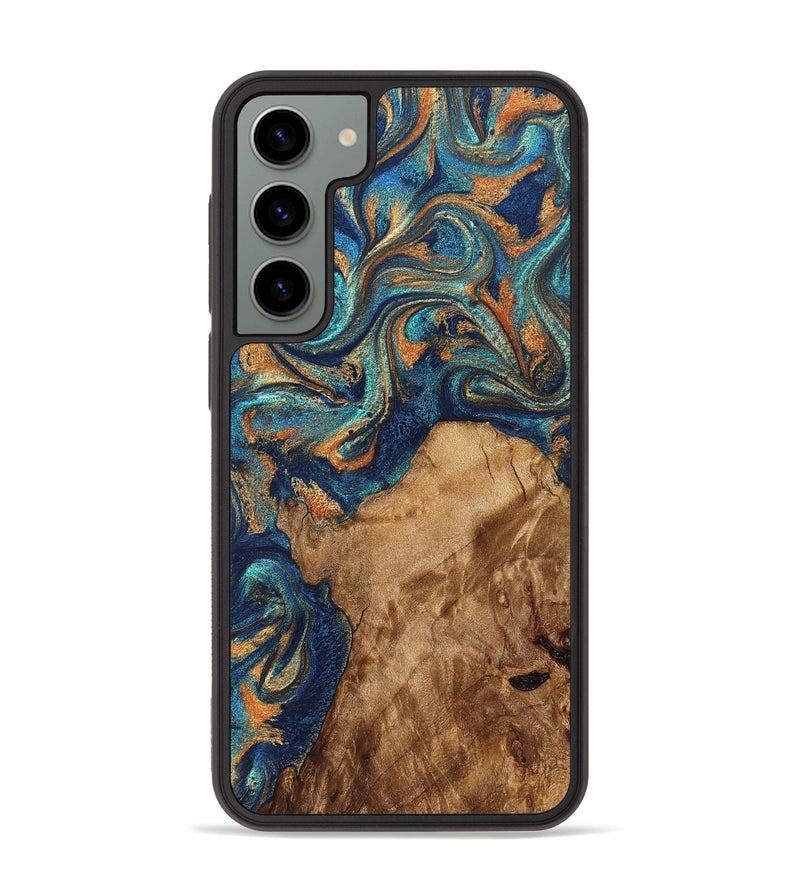 Galaxy S23 Plus Wood Phone Case - Aisha (Teal & Gold, 822154)