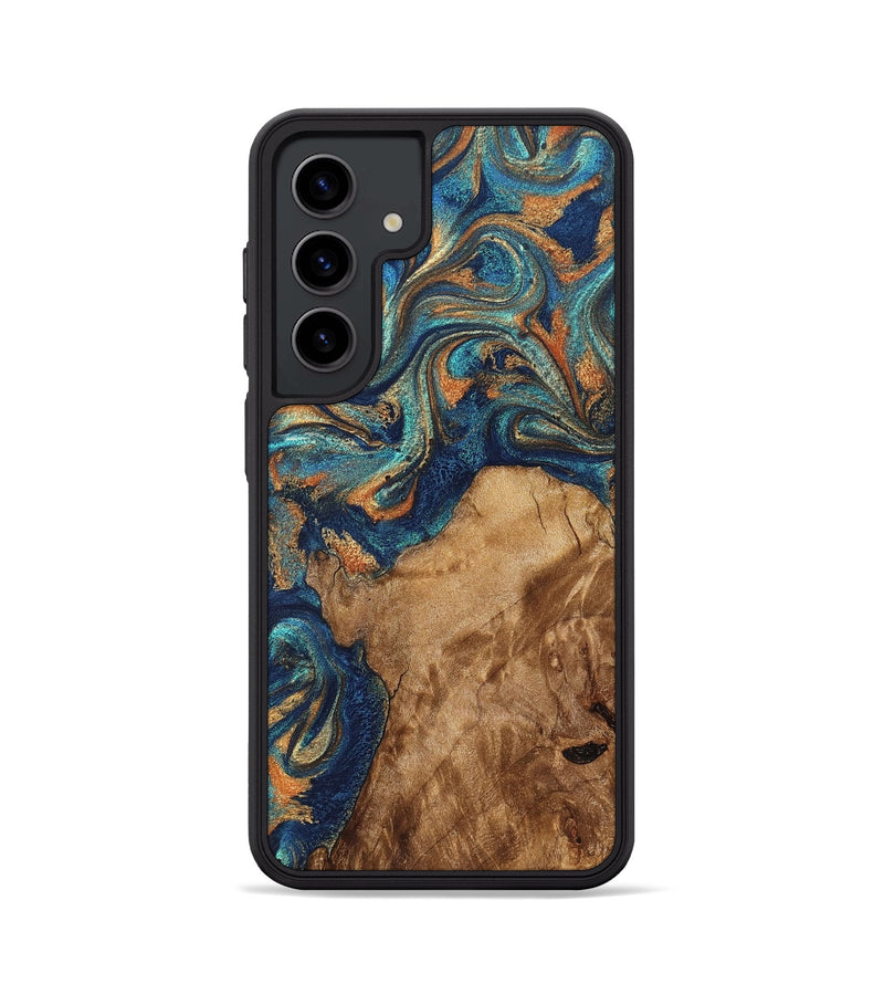Galaxy S24 Wood Phone Case - Aisha (Teal & Gold, 822154)