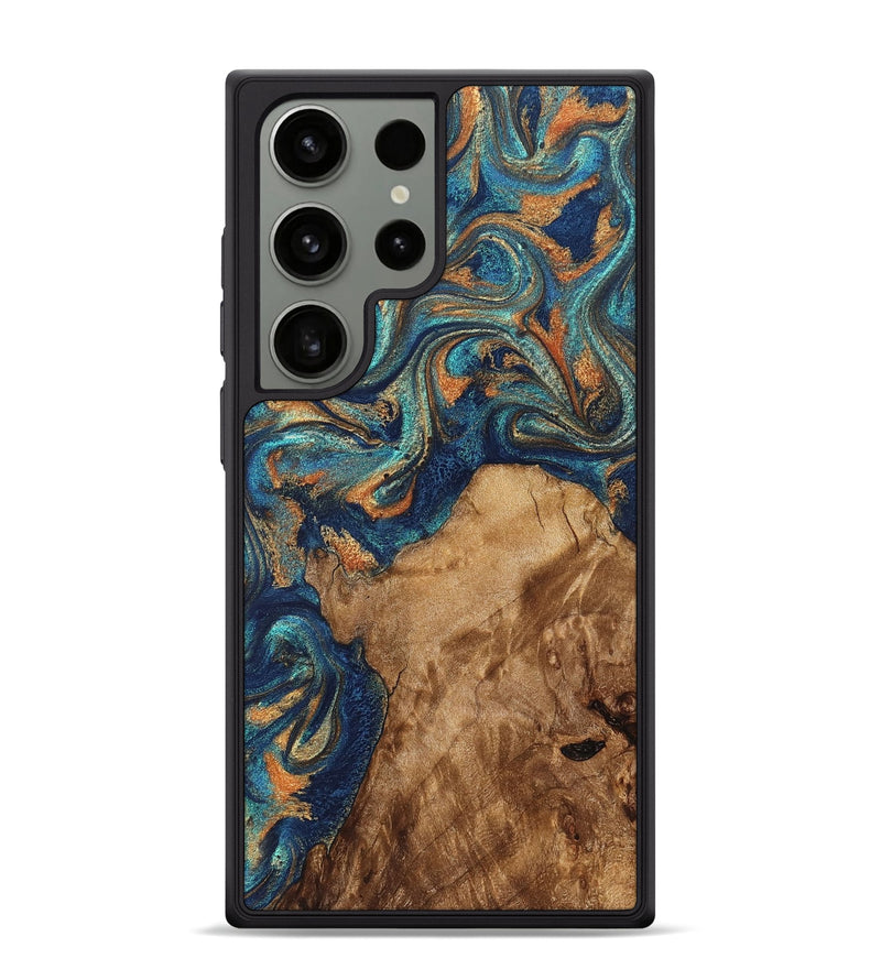 Galaxy S24 Ultra Wood Phone Case - Aisha (Teal & Gold, 822154)