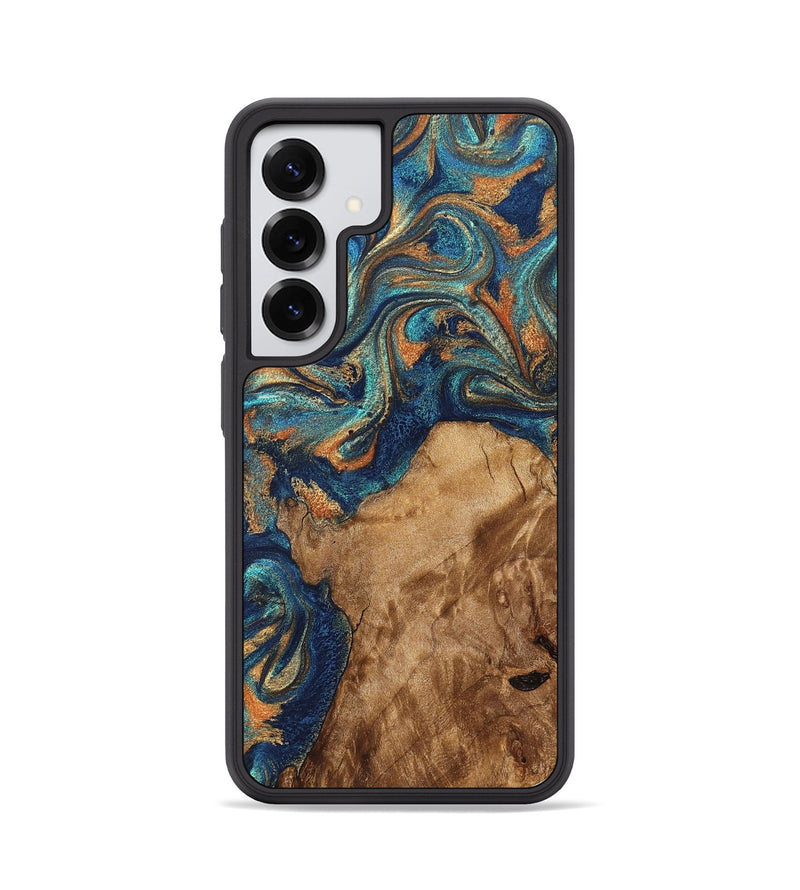 Galaxy S25 Wood Phone Case - Aisha (Teal & Gold, 822154)