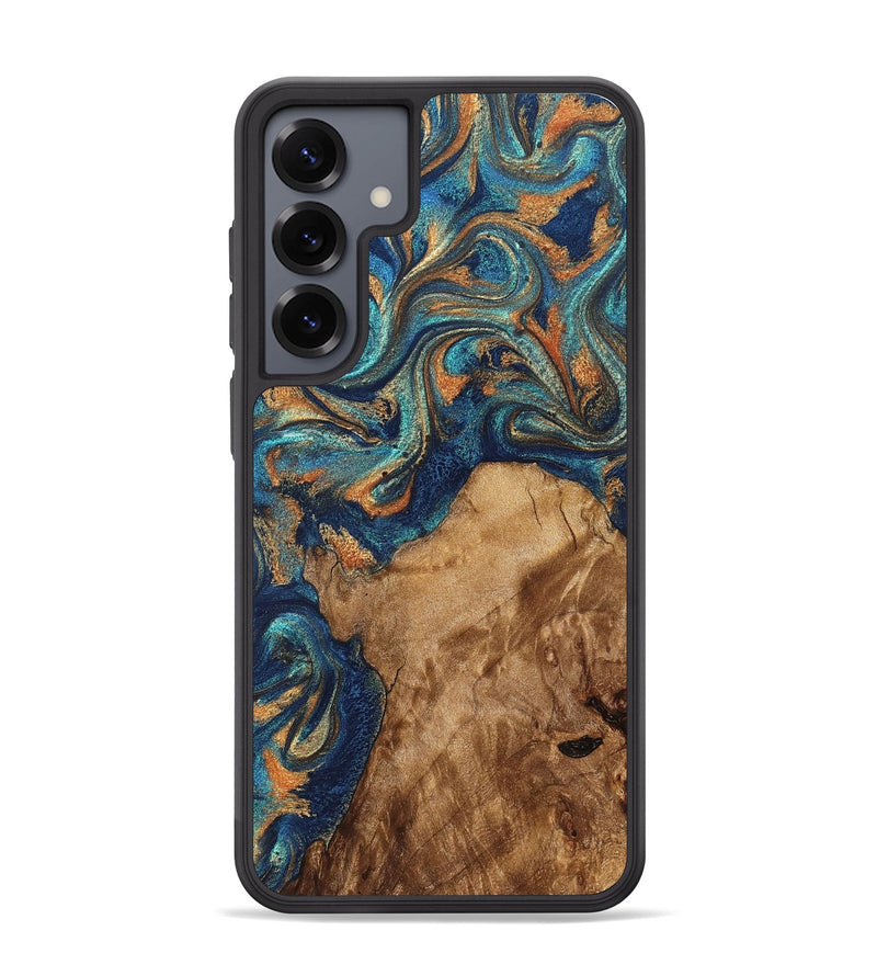 Galaxy S25 Plus Wood Phone Case - Aisha (Teal & Gold, 822154)
