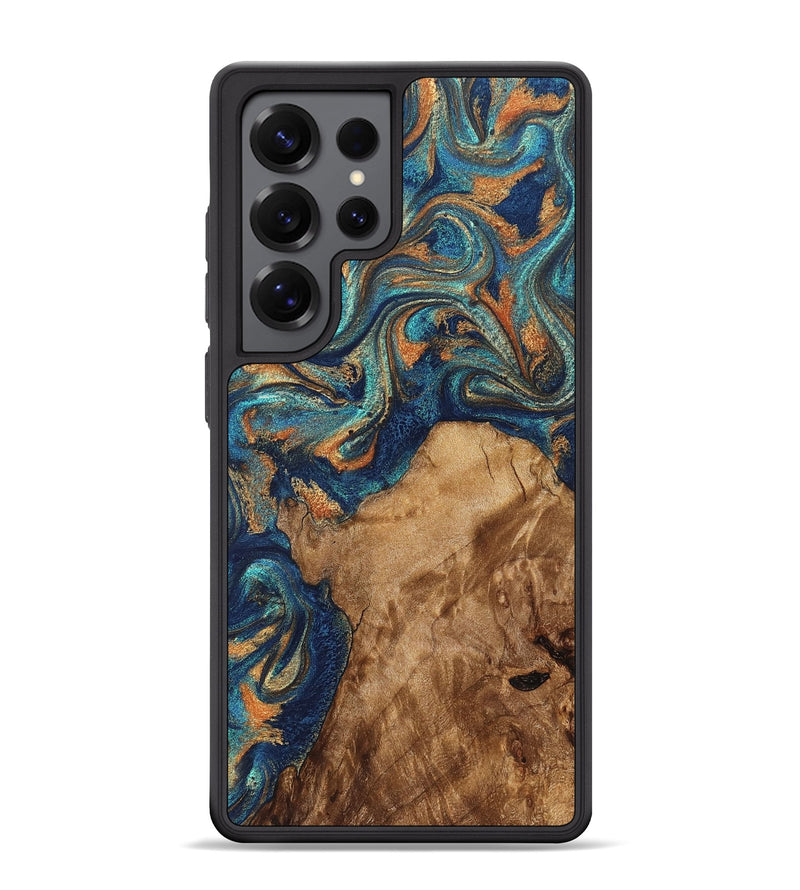 Galaxy S25 Ultra Wood Phone Case - Aisha (Teal & Gold, 822154)