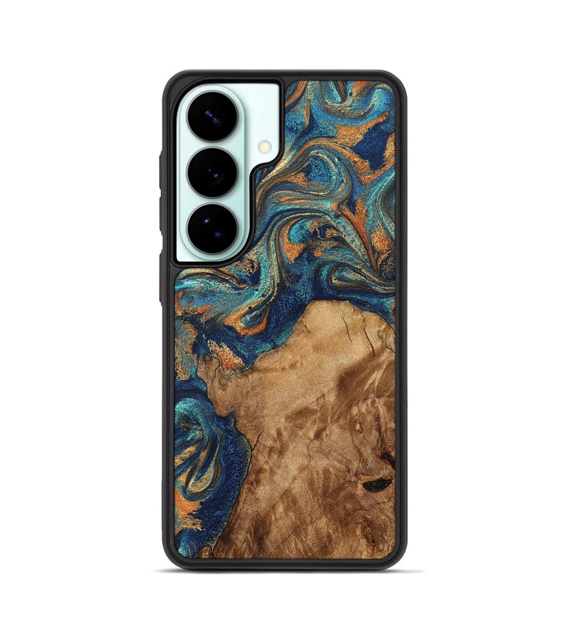 Galaxy S26 Wood Phone Case - Aisha (Teal & Gold, 822154)