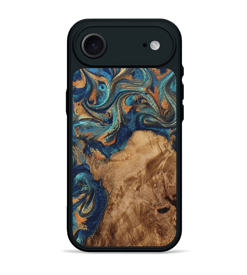 iPhone 17 Air Wood Phone Case - Aisha (Teal & Gold, 822154)