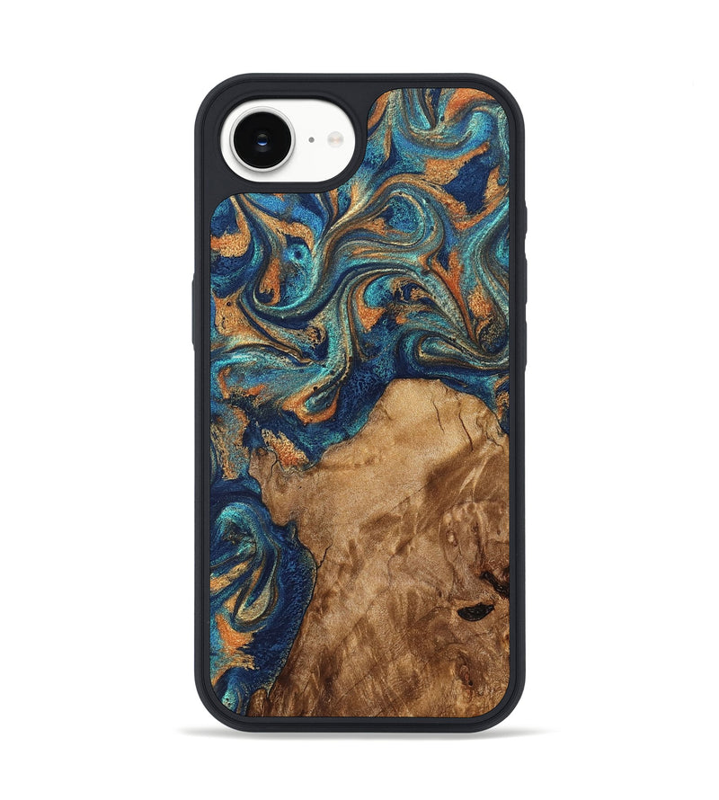 iPhone 17e Wood Phone Case - Aisha (Teal & Gold, 822154)