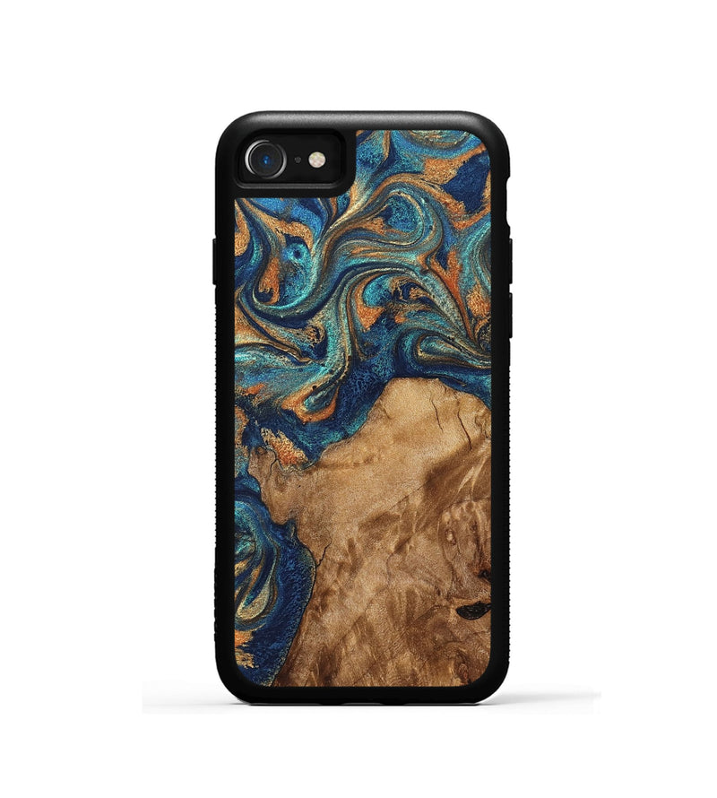 iPhone SE Wood Phone Case - Aisha (Teal & Gold, 822154)