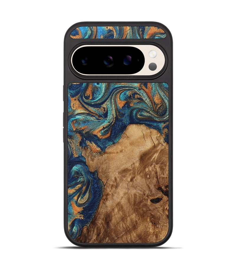 Pixel 10 Wood Phone Case - Aisha (Teal & Gold, 822154)