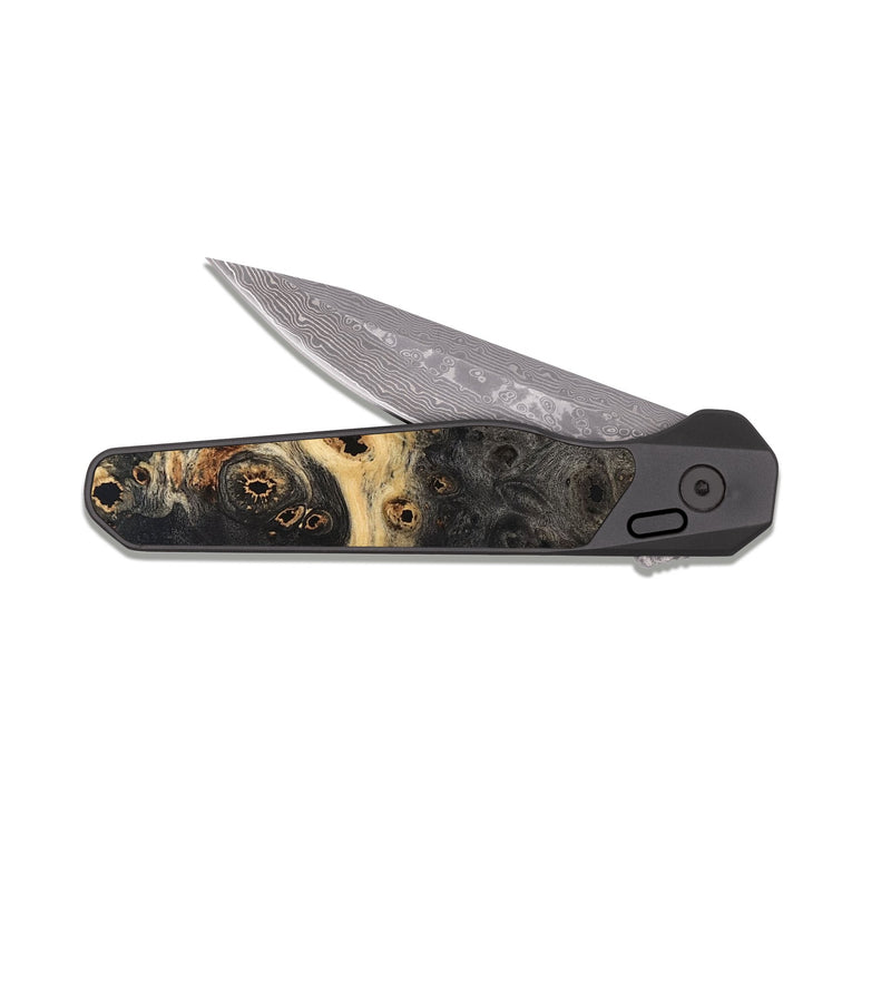 EDC Dark Damascus Wood Pocket Knife - Brylee (Wood Burl, 822158)