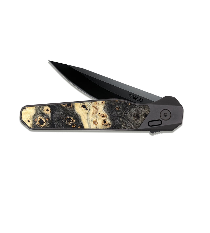 EDC Dark Slate Wood Pocket Knife - Kristyn (Wood Burl, 822159)