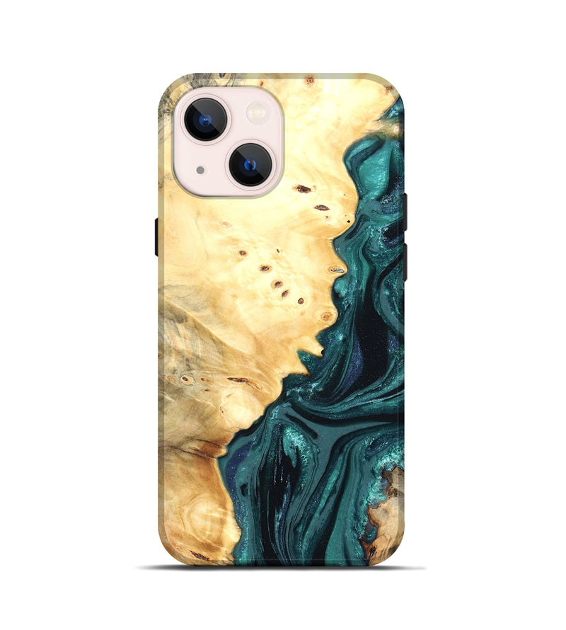iPhone 13 mini Wood Live Edge Phone Case - Yuliana (Green, 822161)