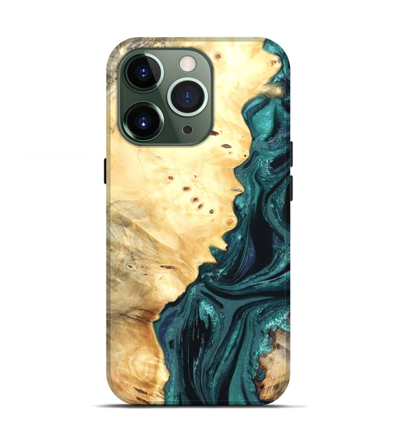 iPhone 13 Pro Wood Live Edge Phone Case - Yuliana (Green, 822161)