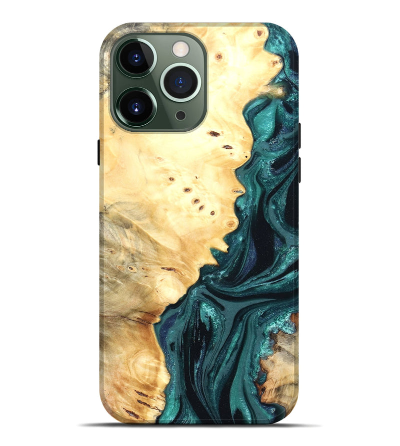 iPhone 13 Pro Max Wood Live Edge Phone Case - Yuliana (Green, 822161)