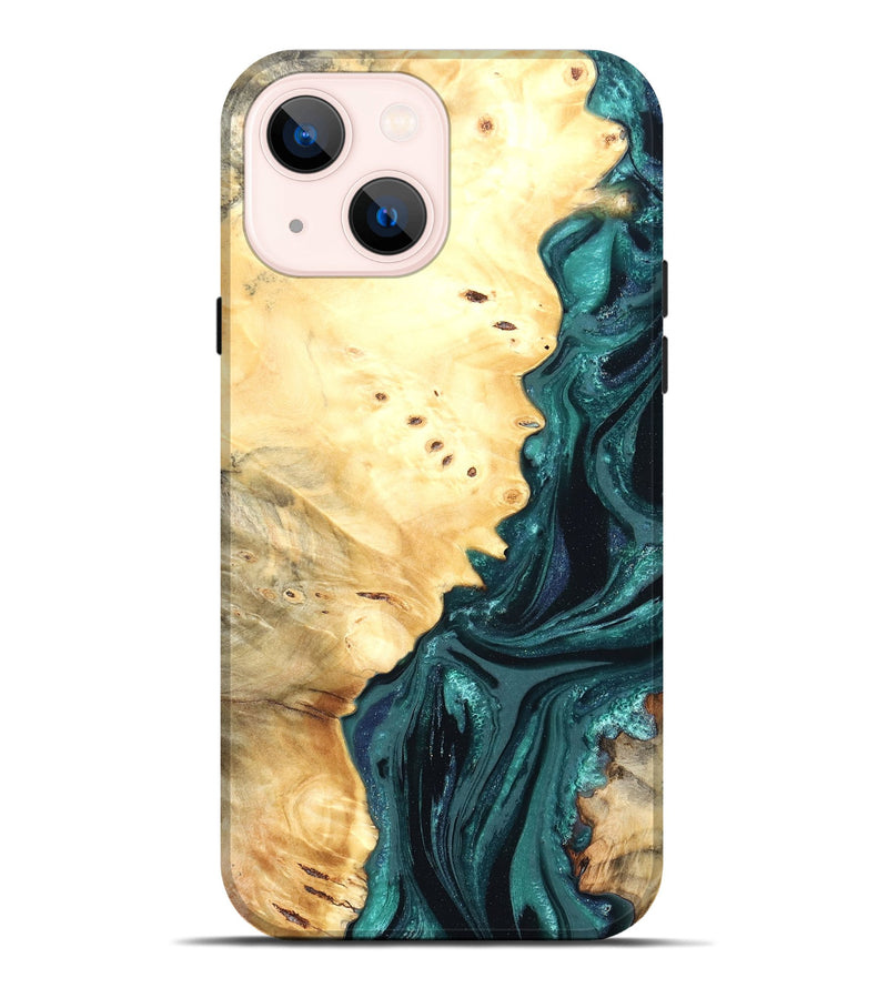 iPhone 14 Plus Wood Live Edge Phone Case - Yuliana (Green, 822161)