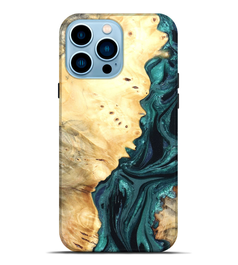 iPhone 14 Pro Max Wood Live Edge Phone Case - Yuliana (Green, 822161)