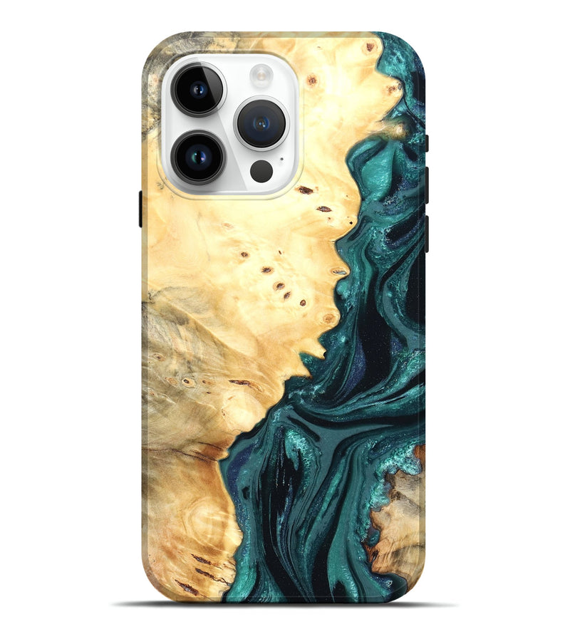 iPhone 15 Pro Max Wood Live Edge Phone Case - Yuliana (Green, 822161)