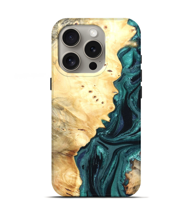 iPhone 16 Pro Wood Live Edge Phone Case - Yuliana (Green, 822161)