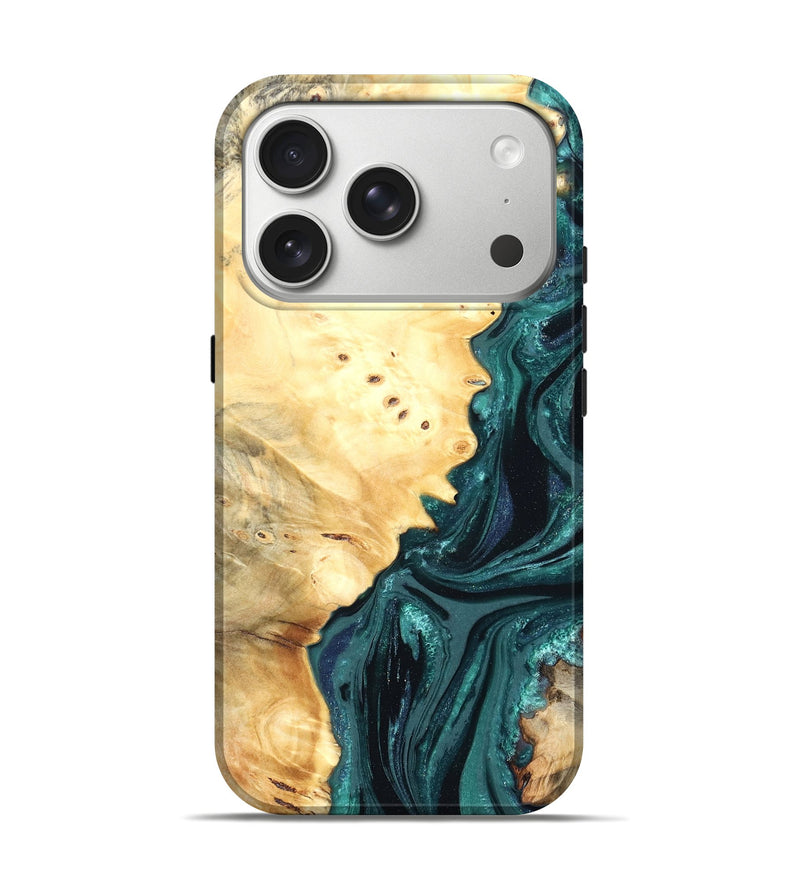 iPhone 17 Pro Wood Live Edge Phone Case - Yuliana (Green, 822161)