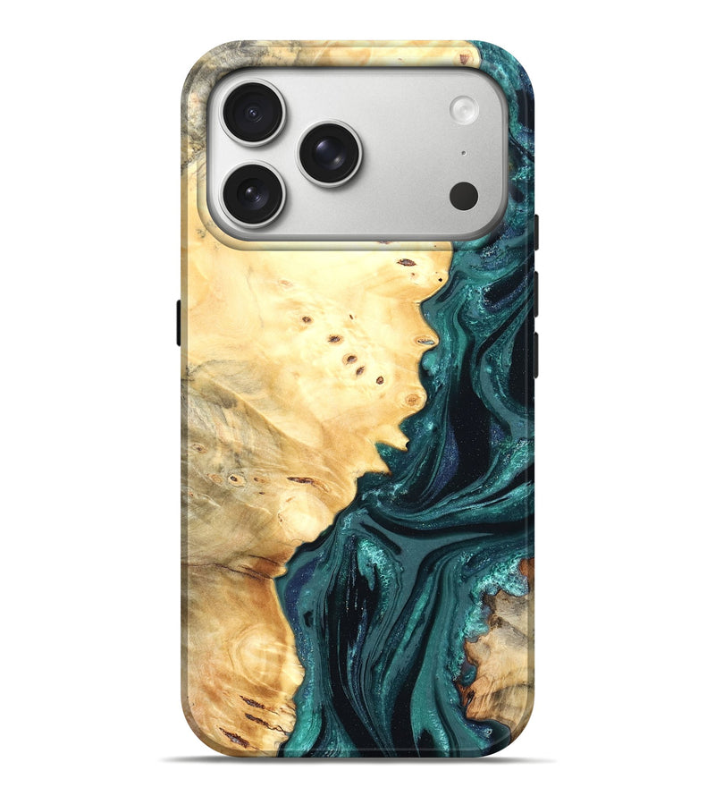 iPhone 17 Pro Max Wood Live Edge Phone Case - Yuliana (Green, 822161)