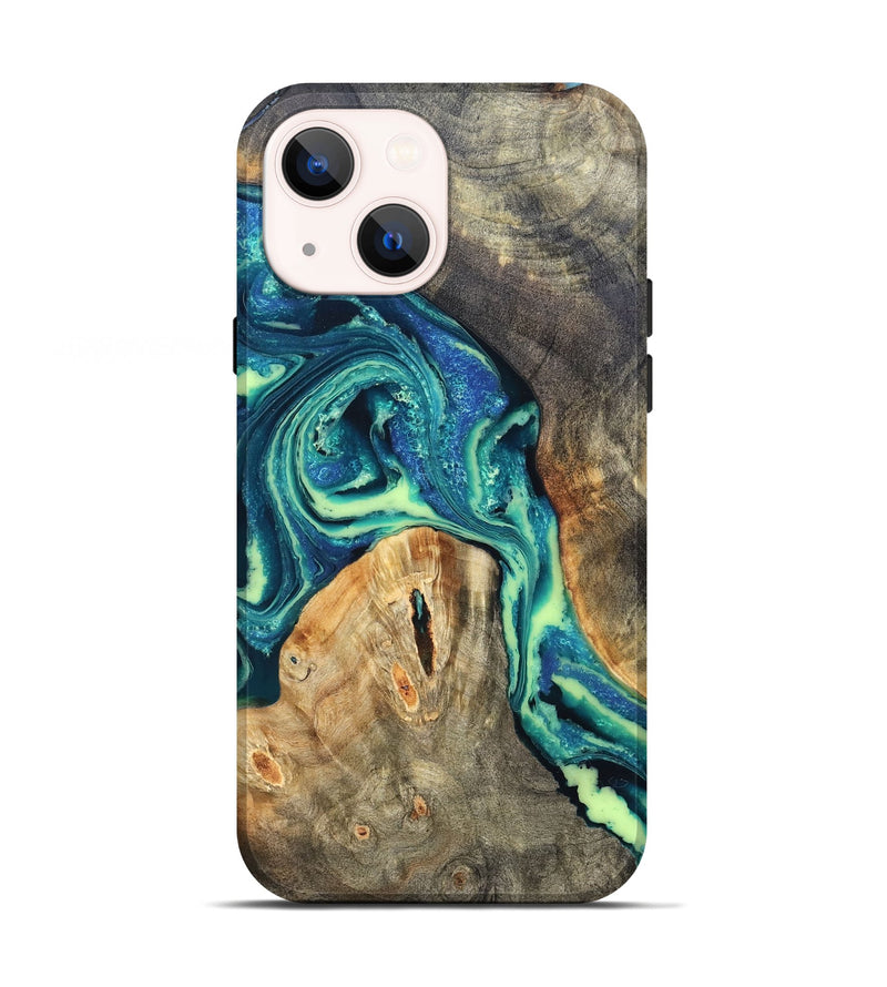 iPhone 13 Wood Live Edge Phone Case - Quinton (Blue, 822162)