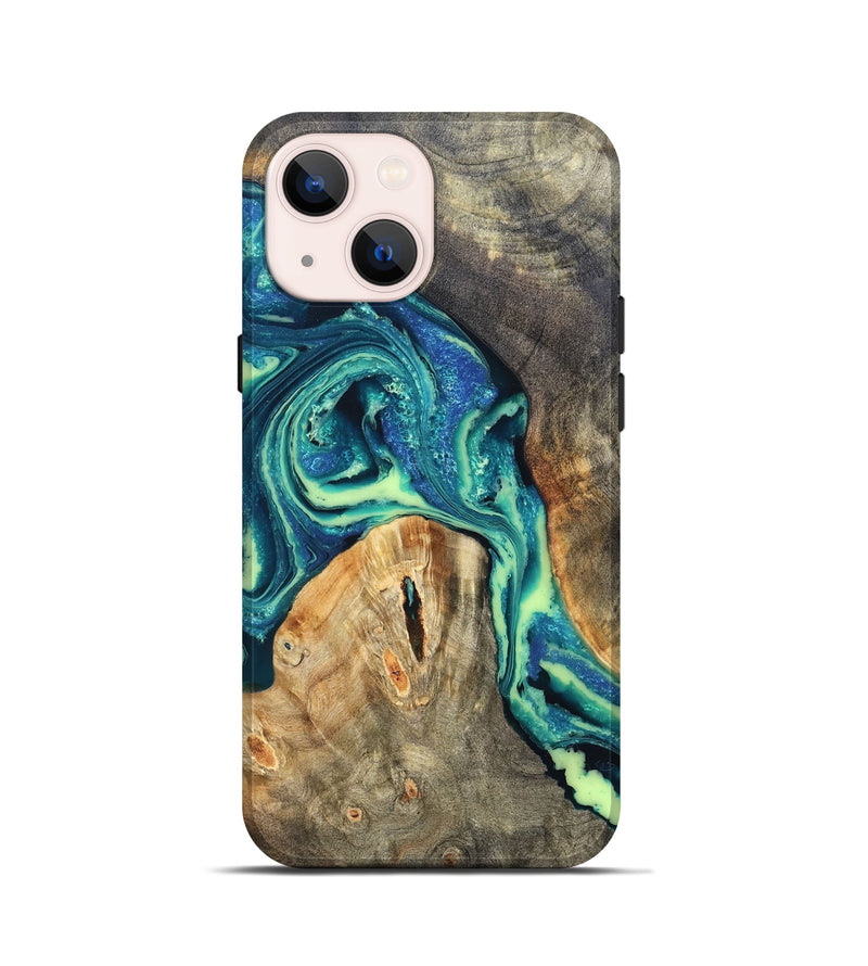 iPhone 13 mini Wood Live Edge Phone Case - Quinton (Blue, 822162)