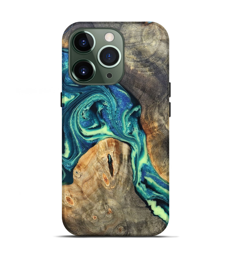 iPhone 13 Pro Wood Live Edge Phone Case - Quinton (Blue, 822162)