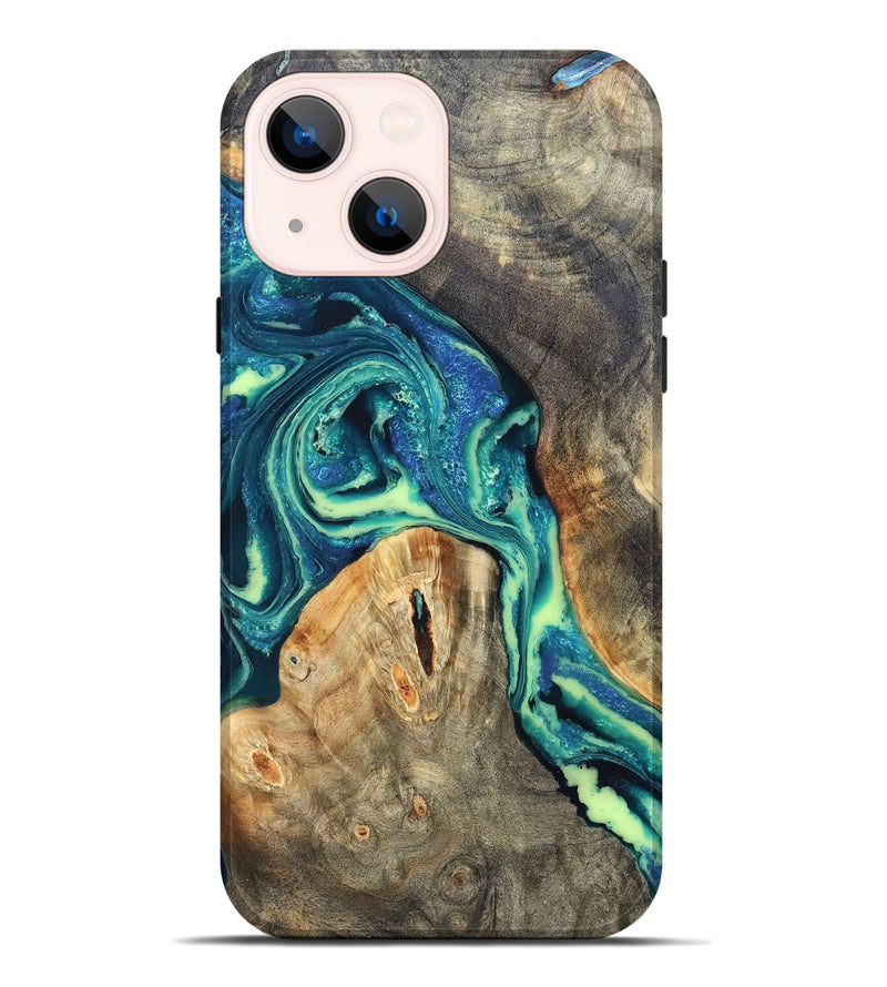 iPhone 14 Plus Wood Live Edge Phone Case - Quinton (Blue, 822162)