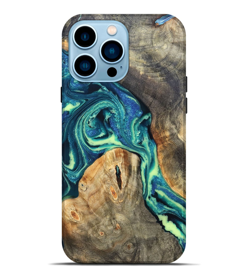 iPhone 14 Pro Max Wood Live Edge Phone Case - Quinton (Blue, 822162)