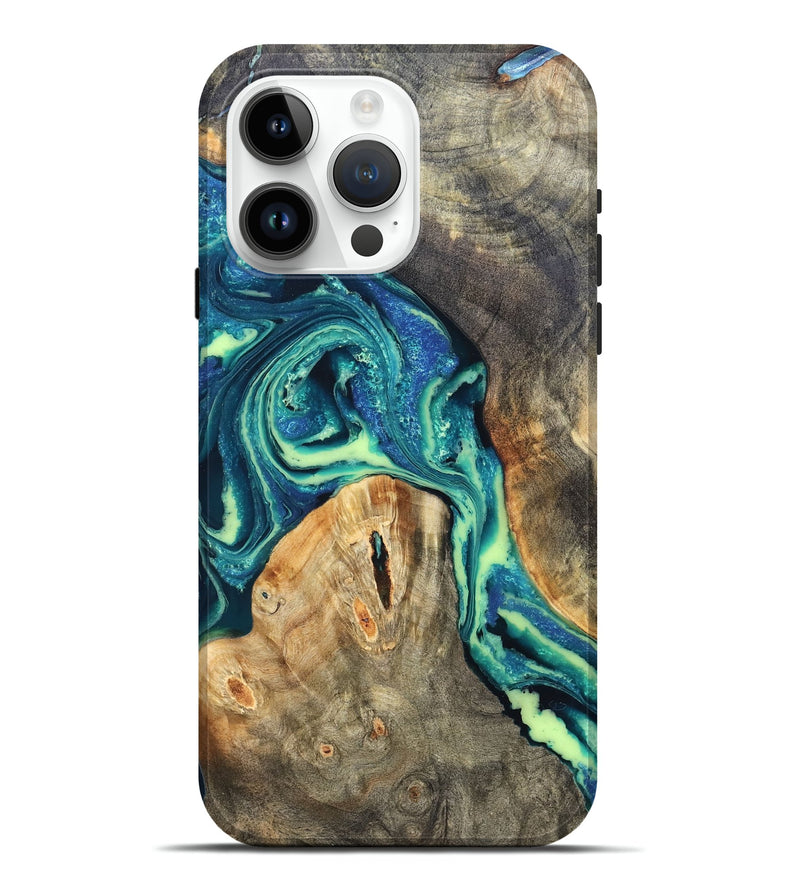 iPhone 15 Pro Max Wood Live Edge Phone Case - Quinton (Blue, 822162)