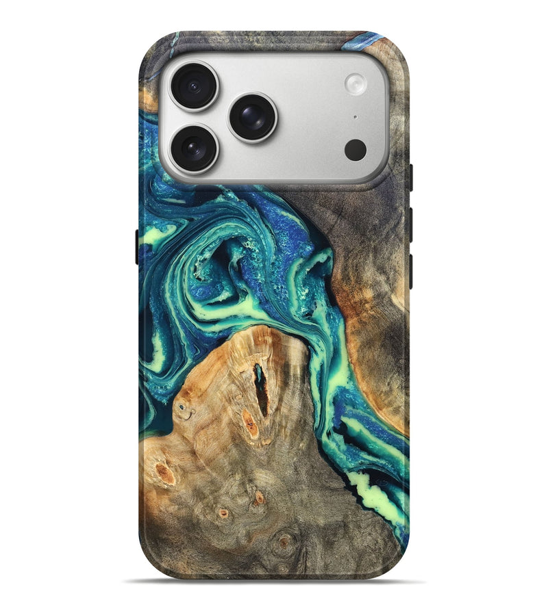 iPhone 17 Pro Max Wood Live Edge Phone Case - Quinton (Blue, 822162)