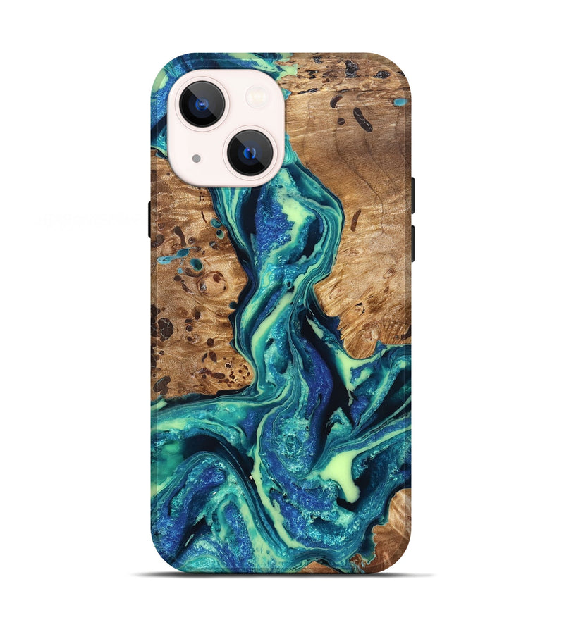 iPhone 13 Wood Live Edge Phone Case - Caryn (Blue, 822163)