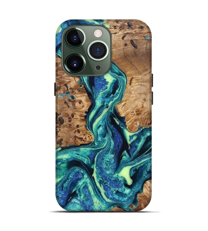iPhone 13 Pro Wood Live Edge Phone Case - Caryn (Blue, 822163)