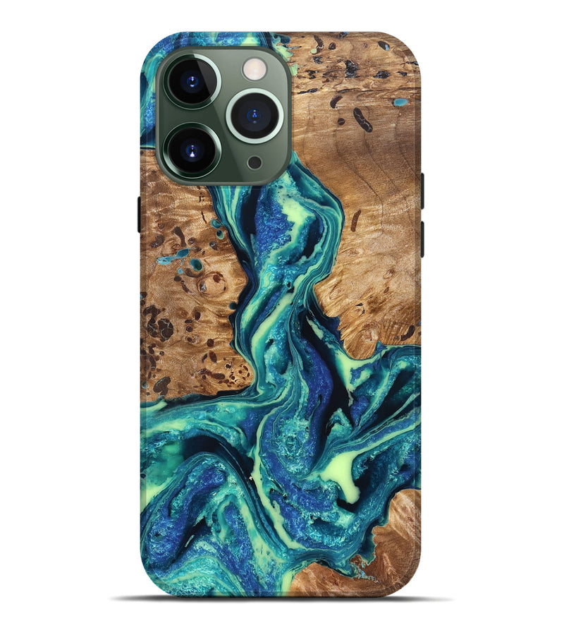 iPhone 13 Pro Max Wood Live Edge Phone Case - Caryn (Blue, 822163)