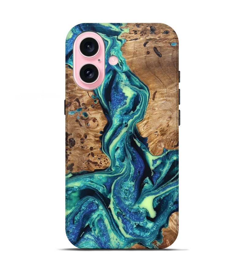 iPhone 17 Wood Live Edge Phone Case - Caryn (Blue, 822163)