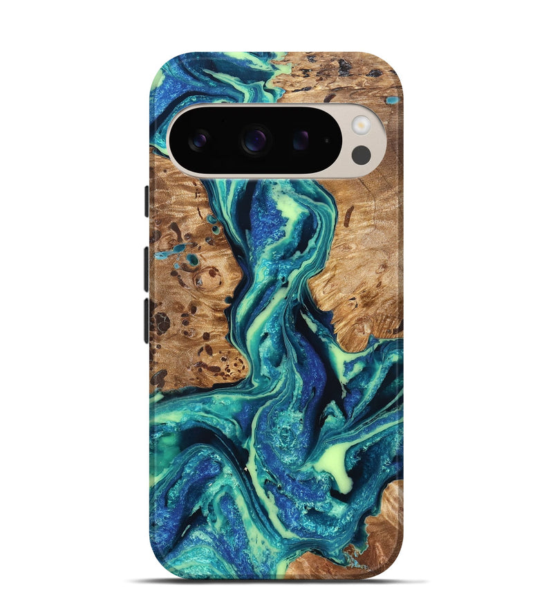Pixel 9 Wood Live Edge Phone Case - Caryn (Blue, 822163)