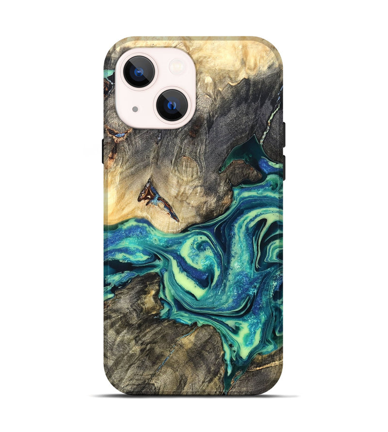 iPhone 14 Wood Live Edge Phone Case - Bernard (Blue, 822164)