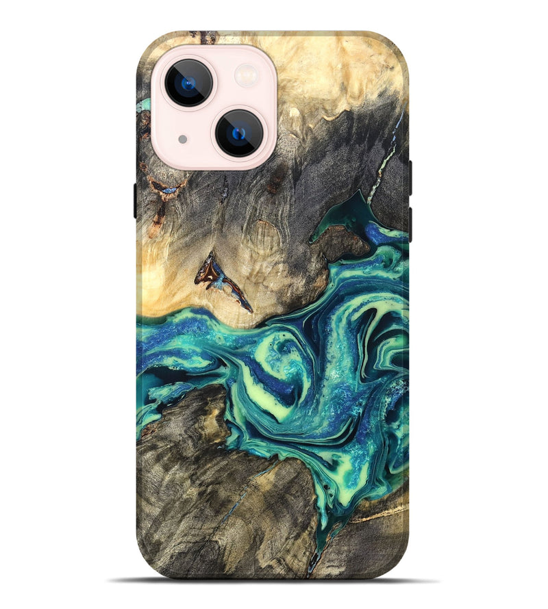 iPhone 14 Plus Wood Live Edge Phone Case - Bernard (Blue, 822164)