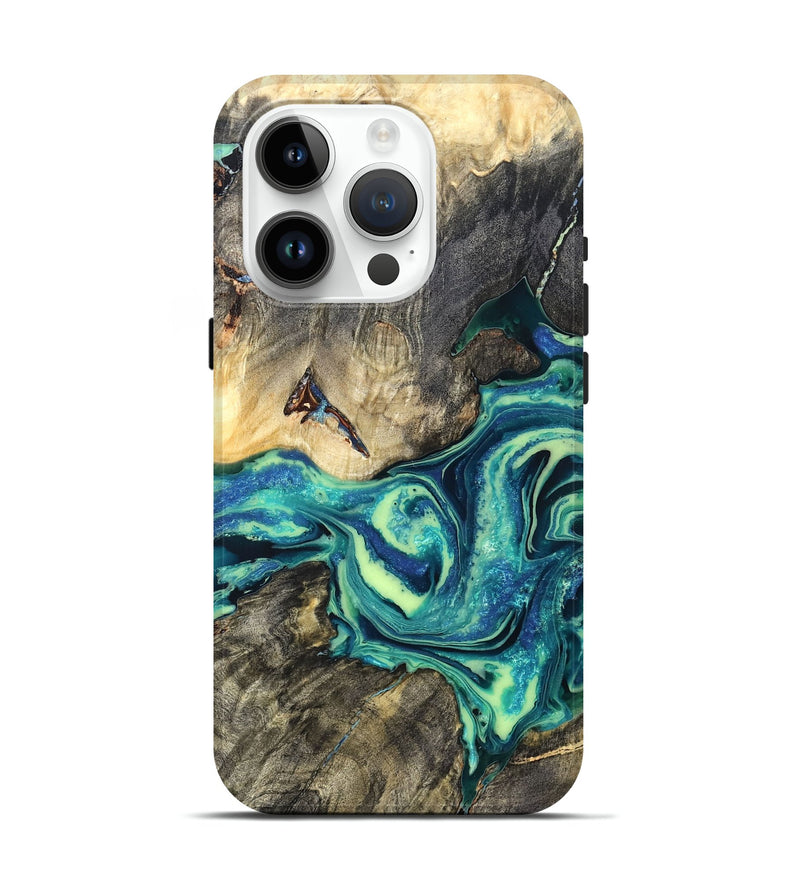 iPhone 15 Pro Wood Live Edge Phone Case - Bernard (Blue, 822164)