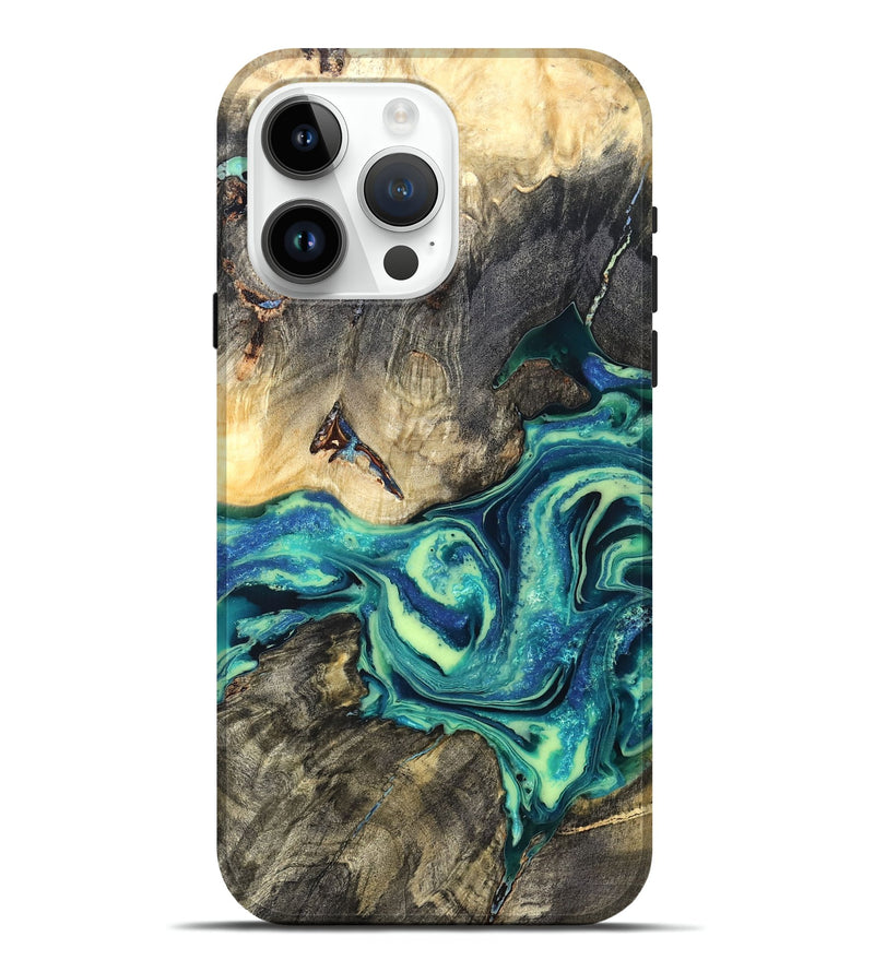 iPhone 15 Pro Max Wood Live Edge Phone Case - Bernard (Blue, 822164)