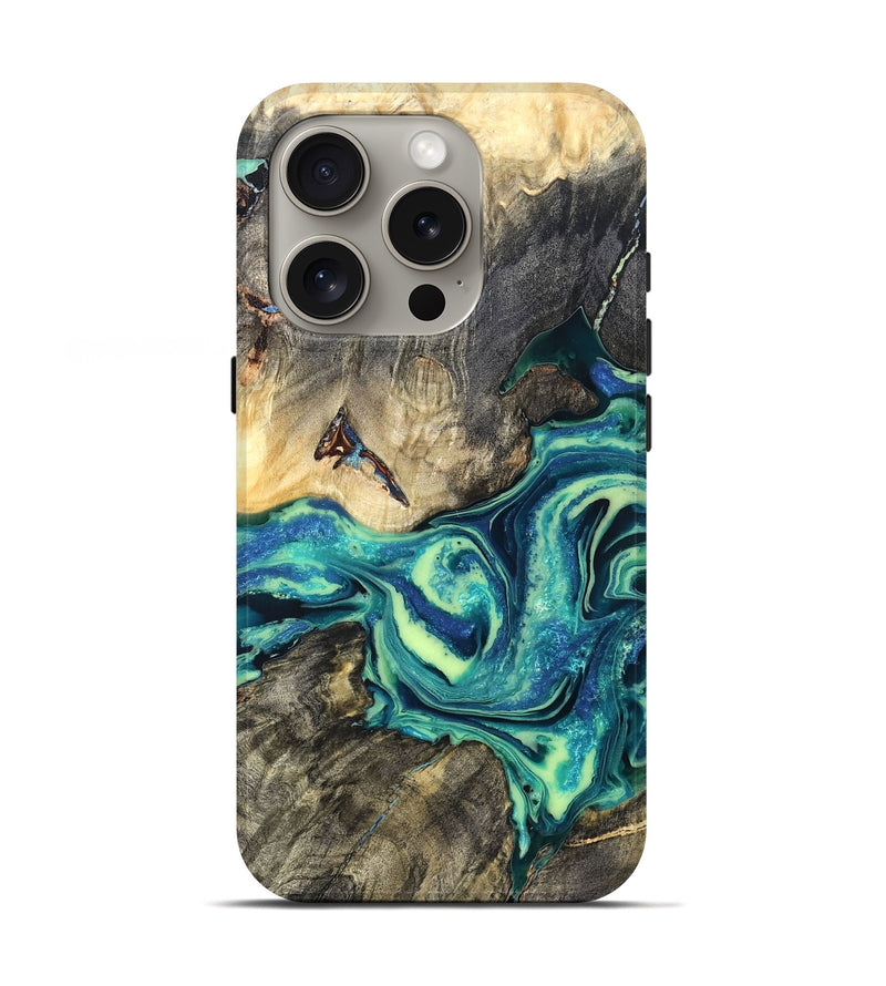 iPhone 16 Pro Wood Live Edge Phone Case - Bernard (Blue, 822164)