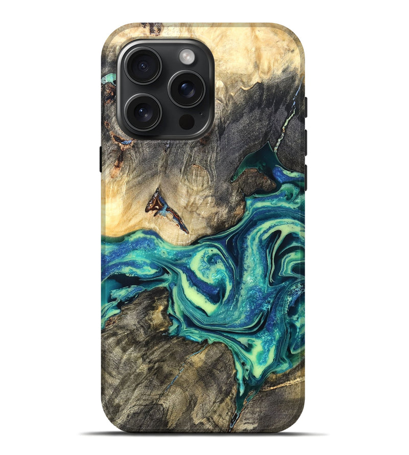 iPhone 16 Pro Max Wood Live Edge Phone Case - Bernard (Blue, 822164)