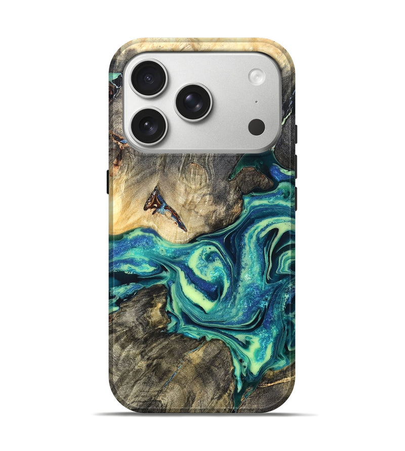 iPhone 17 Pro Wood Live Edge Phone Case - Bernard (Blue, 822164)