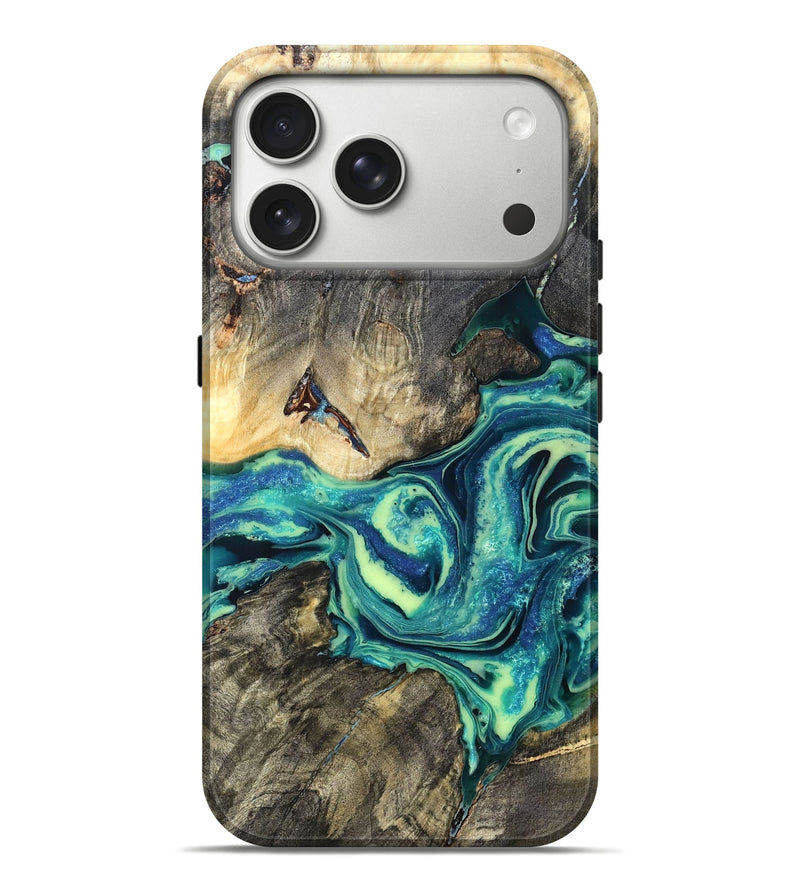 iPhone 17 Pro Max Wood Live Edge Phone Case - Bernard (Blue, 822164)