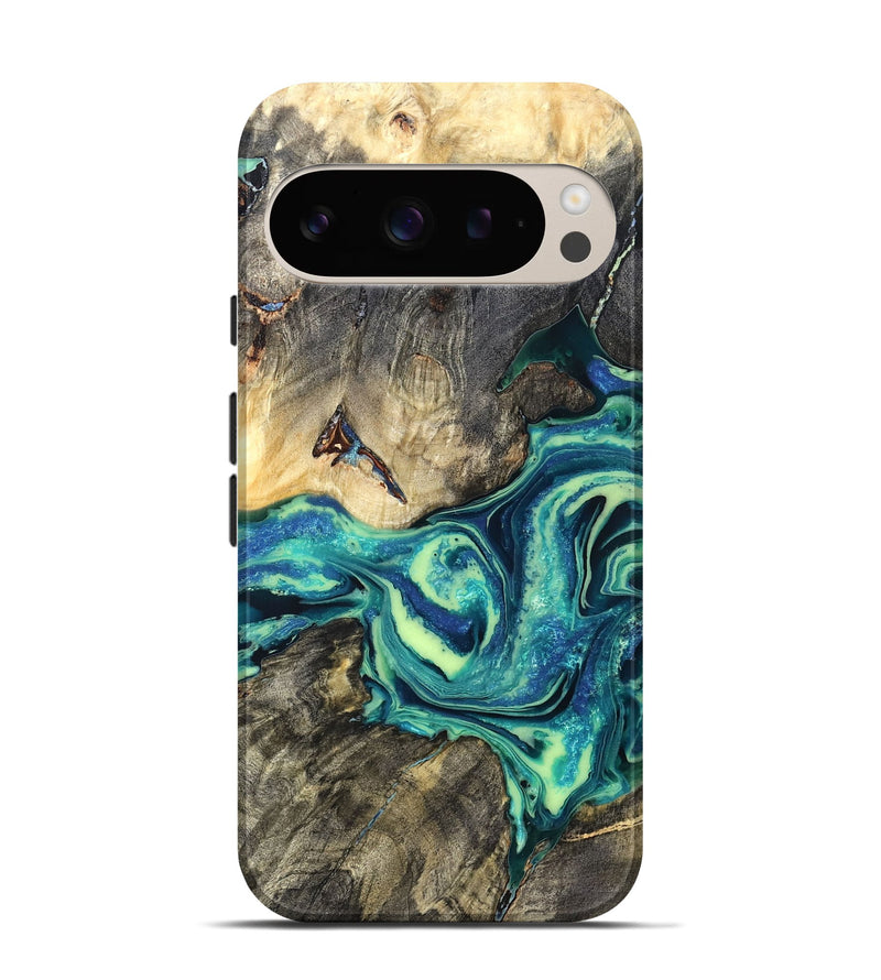 Pixel 9 Pro Wood Live Edge Phone Case - Bernard (Blue, 822164)