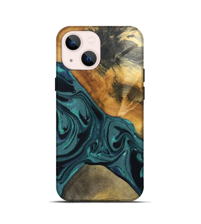 iPhone 13 mini Wood Live Edge Phone Case - Miya (Green, 822165)